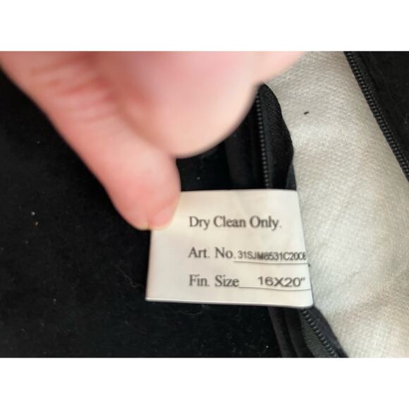 Pillow Pumpkin Hooked Wool 16x20”Black Background Harvest Sunflower Fall - Picture 5 of 6